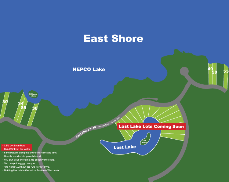 East Shore Lot Layout Nepco Lake